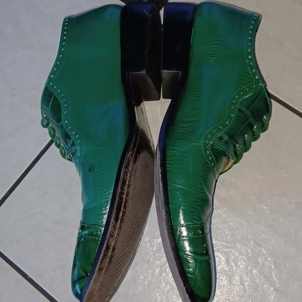 Henley Genuine Leather Green Oxford Style Dress Shoes
